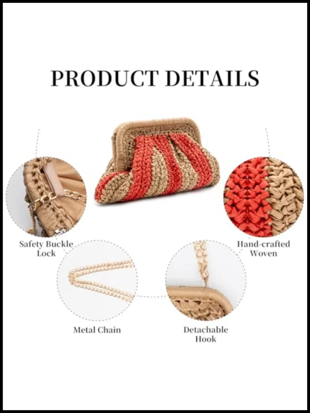 Straw Woven Clutch Purse Crossbody Bag Pouch Beach Handbag